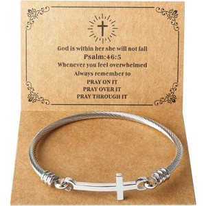 Christian Cross Bracelet Inspirational Bracelets For Women Stainless Steel Jewelry - 1 of 4