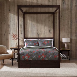 Eddie Bauer King Block Patchwork Quilt Set Green - 1 of 4