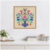 Kate and Laurel Framed Canvas Wall Art Print Floral Blue Vase by Rachel Lee, 22 x 22 Sylvie Natural Frame, Whimsical, Abstract Art for Wall Decor - 4 of 4