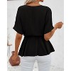 Imily Bela Women Summer V Neck Blouse Casual Short Sleeve Belted Tee Tops - 2 of 4