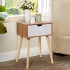 Resenkos Set of 2 Wooden Nightstand with Drawer, 23"H, Walnut Brown - 3 of 4