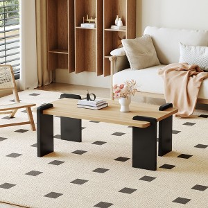 Natural wood -colored MDF coffee table, suitable for modern minimalist living rooms and leisure areas - 1 of 4