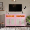 Sideboard Buffet Cabinet With Power Outlet,Kitchen Storage Cabinet With 2 Fluted Acrylic Drawers - 2 of 4