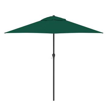 9' x 9' Steel Market Polyester Patio Umbrella with Crank Lift and Push-Button Tilt Hunter Green - Astella