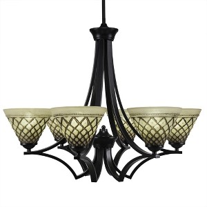 Toltec Lighting Zilo 6 - Light Chandelier in  Matte Black with 7" Chocolate Icing Shade - 1 of 1