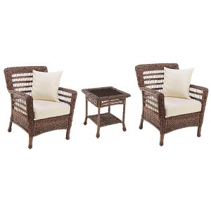 Jiallo Modern Concept Faux Sea Grass Resin Rattan Bristro Set (set of 3) - 1 of 4