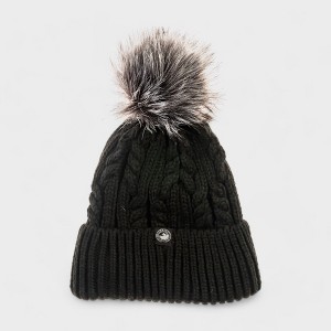 Canada Weather Gear Women's Thermal Lined Knit Beanie with Faux Fur Pom - Warm Winter Hat for Women - 1 of 4