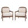 26.6" Fabric Mid-Century Accent Chairs Set of 2 with Walnut Frame and Rattan Backrest - 3 of 4