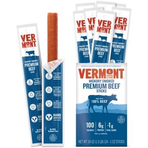 Snack Sticks by Vermont Smoke & Cure - Premium Beef - Hickory Smoked - Healthy Meat Protein - 1oz Jerky Stick 24 count carton - 1 of 1
