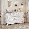 Homhougo 7-Drawer Dresser - Tall Boho Dresser with Curved Legs, Rattan Accents, and Freestanding Storage White - 3 of 4