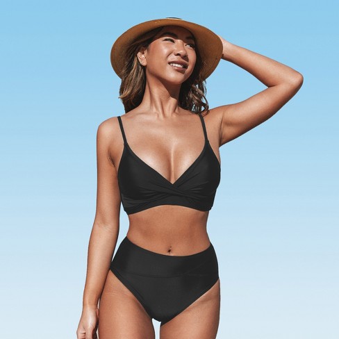 Women's Black Twist Bikini Sets Swimsuit High Waisted Bathing Suit-cupshe  -black : Target