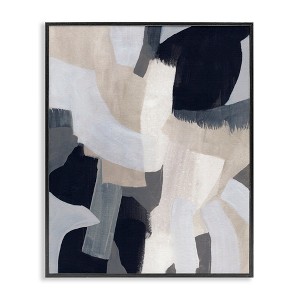 Stupell Industries Collage of Neutral Tone Abstract Shapes Blue Beige Framed Giclee Art - 1 of 4