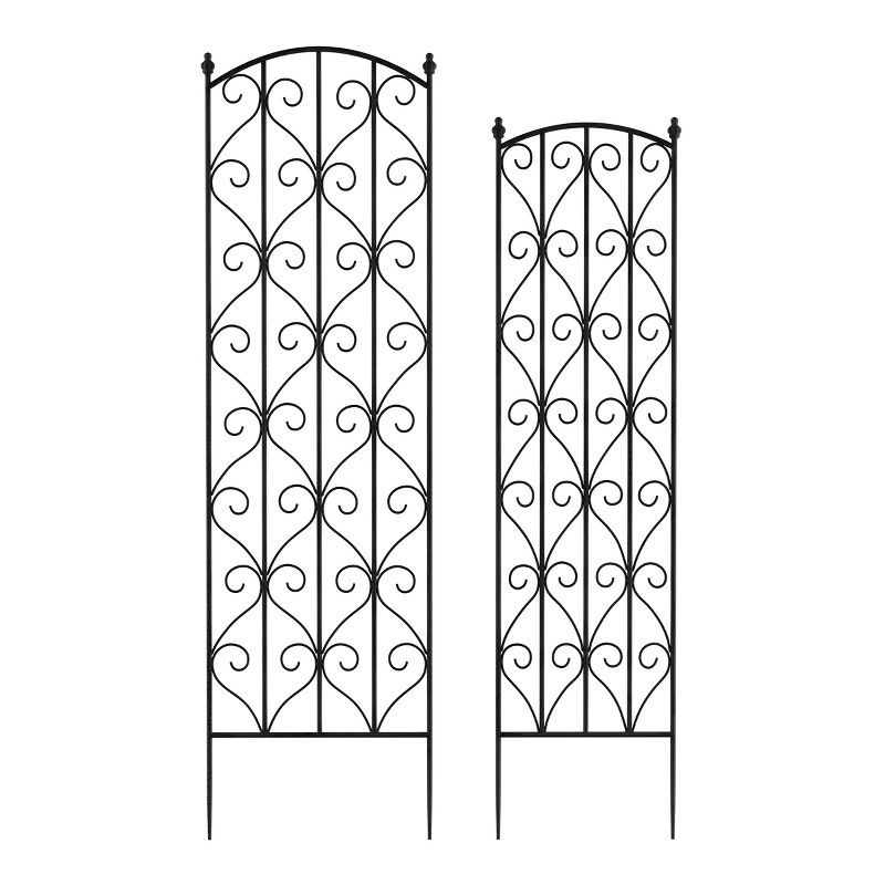 Garden Trellis - Set of 2 Metal Panels with Decorative Scrolls - Fencing for Climbing Vines, Roses, Potted Plants, and Flowers by Pure Garden (Black), 1 of 8