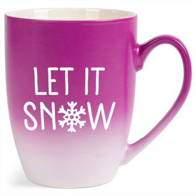 Elanze Designs Let It Snow Baby Let It Reindeer Two Toned Ombre Matte Pink and White 12 ounce Ceramic Stoneware Coffee Cup Mug
