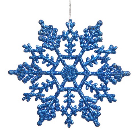 Northlight Set Of 2 Shiny Stone Blue Glitter Snowflakes Glass Christmas  Ball Ornaments 4 : Target