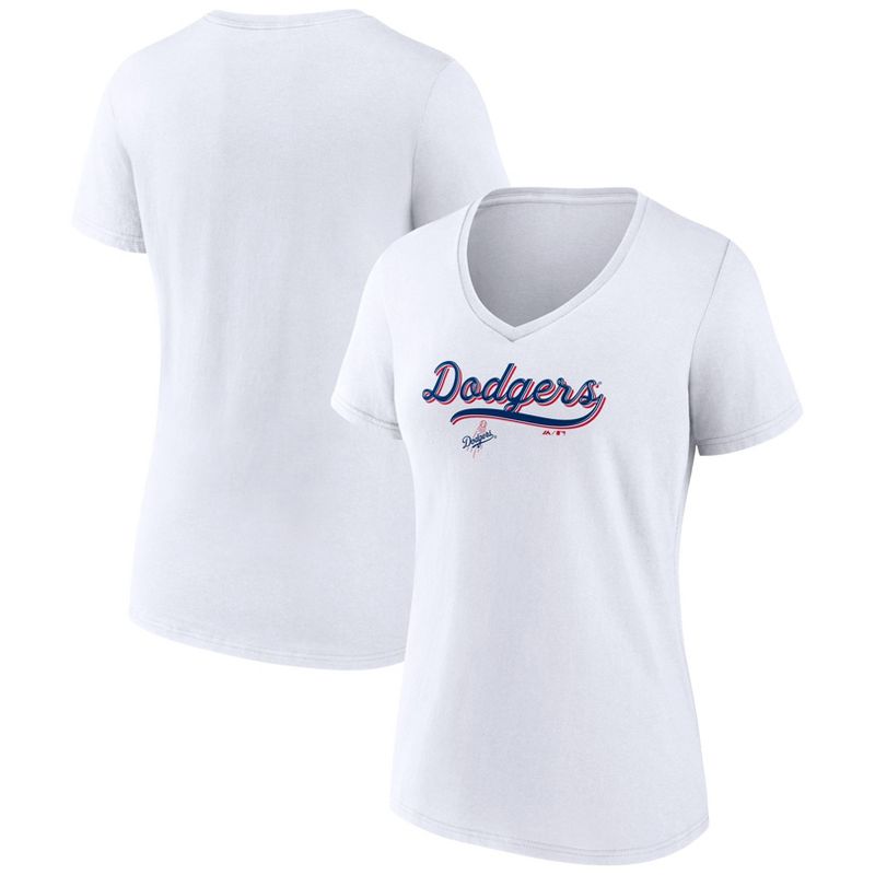 MLB Los Angeles Dodgers Women&#39;s V-Neck Core T-Shirt, 1 of 4