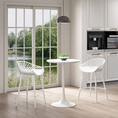 Jamesdar Set Of 2 Kurv Counter Height Barstools White: Chic Design ...