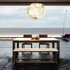 Farmhouse Extendable Dining Table Set With Walnut Finish, Wood Table With Rattan Chairs Seats 4 To 8 Guests-Maison Boucle - 2 of 4