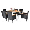 Karl Home Black 7-Piece Wicker Acacia Wood Outdoor Dining Set with Beige Cushion - 2 of 4