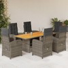 vidaXL 7-Piece Poly Rattan Patio Dining Set with Adjustable Recliner Chairs and Acacia Wood Tabletop - Gray Outdoor Furniture for Garden or Balcony - 2 of 4