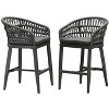 PURPLE LEAF Outdoor Rattan Bar Stools Set of 2 Modern Boho Aluminum Patio Bar Height Chair with Cushion for Garden Outdoor and Indoor - 2 of 4