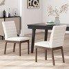 Faux Leather Upholstered Parsons Dining Chairs Set of 2,Retro Wooden High Back Padded Dining Chair,Armless Kitchen Dining Room Chair-Coolbibila - 2 of 4