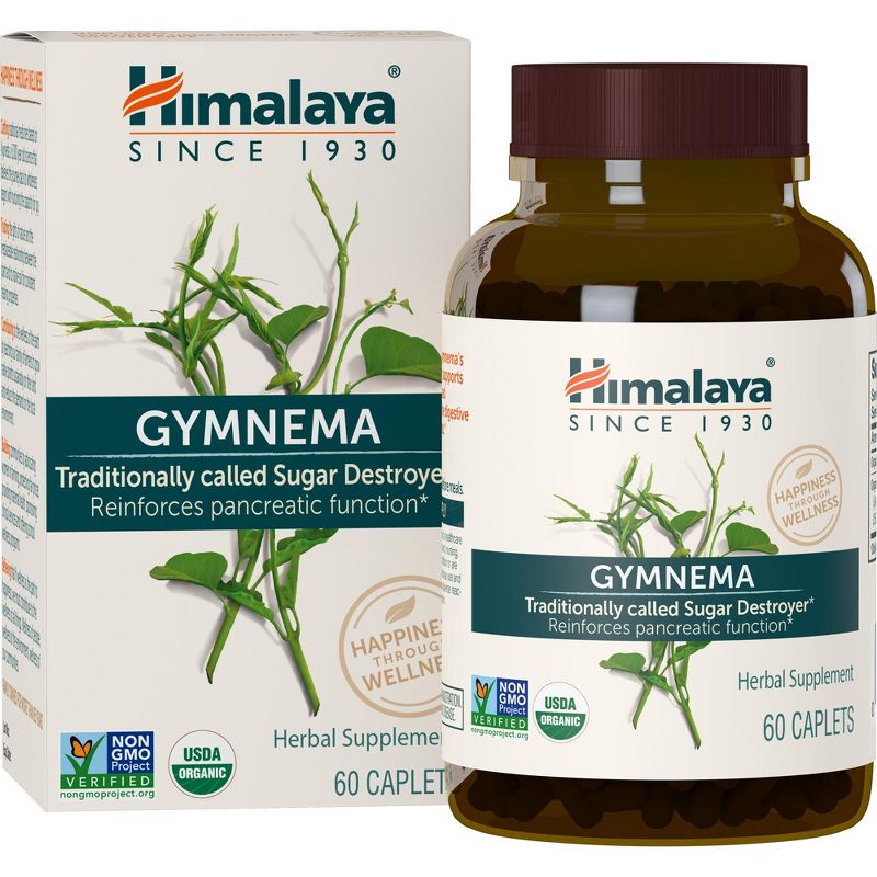 Himalaya Organic Gymnema Sylvestre for Blood Sugar Support and Metabolism, 700 mg, 60 Caplets, 1 Month Supply, 2 of 5