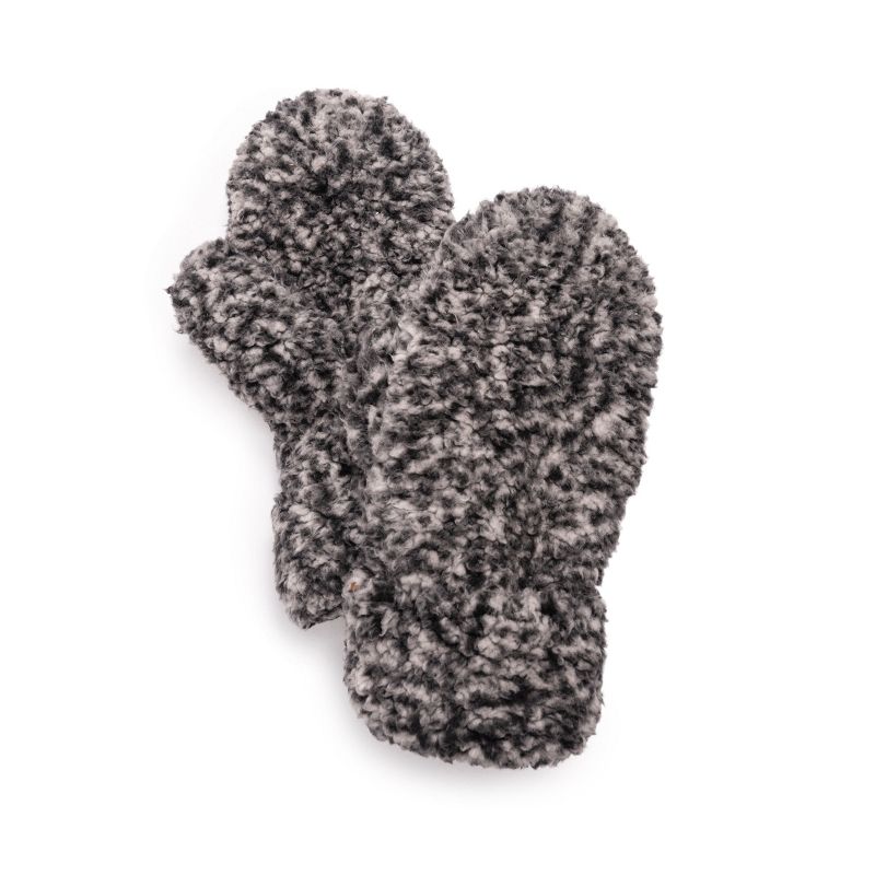 MUK LUKS Women's Shearling Mitten Accessories, Frosted Black, OS, 2 of 3