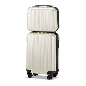 Karl Home 2 Piece Luggage Set, 20  inch CarryOn Expandble Luggage Hardside Lightweight Suitcase, 14  inch Mini Cosmetic Cases Beige - 1 of 4