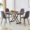 VYNXARIA Modern minimalist multifunctional lifting table,0.8-inch wood grain craft sticker desktop,4 faux leather upholstered dining chairs - 3 of 4