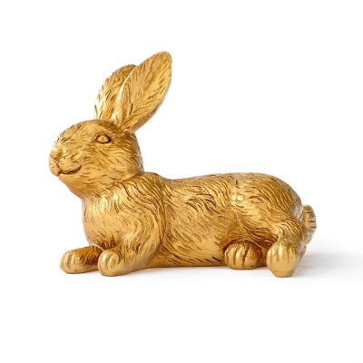 Easter Large Gold Resin Bunny Low Resting - Bullseye's Playground™