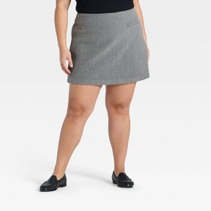 Women's Brushed Boucle Mini Skirt - A New Day™ Heather Gray - 1 of 3