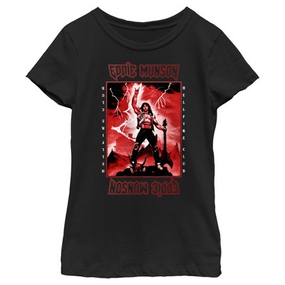 Girl's Stranger Things Rockstar From Hellfire Club Eddie Munson T-shirt ...