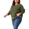 Women's Plus Size Cable Knitted Long Sleeve Crew Neck Pullover Winter Warm Sweaters - Agnes Orinda - 2 of 4