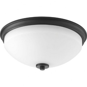 Progress Lighting Replay Collection 2-Light Flush Mount, Black Finish, White Glass Shade - 1 of 2