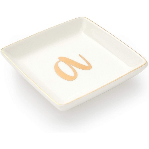 Juvale Letter A Ceramic Trinket Tray, Monogram Initials Jewelry