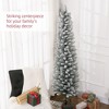 Whisen 6FT Artificial Pencil Christmas Tree with 329 Snow Flocked Tips, Metal Base - Green - 4 of 4