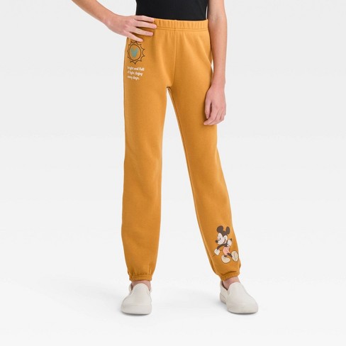 Girls' Disney Mickey & Friends Nature Dreamy Fleece Athletic Jogger Pants -  Light Brown Xs : Target