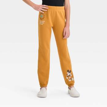 Girls' Disney Mickey & Friends Nature Dreamy Fleece Athletic Jogger Pants - Light Brown