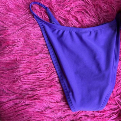 Women's Side Tab High Leg Cheeky Bikini Bottom - Wild Fable™ Purple Xxs ...