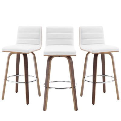 Bekrvio 26" Counter Height Bar Stools - PU Leather Swivel, L Shape Back, Upholstered, Mid-Century Modern Chairs for Kitchen Counter Island
