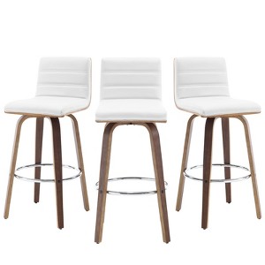 Bekrvio 26" Counter Height Bar Stools - PU Leather Swivel, L Shape Back, Upholstered, Mid-Century Modern Chairs for Kitchen Counter Island - 1 of 4
