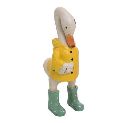 Transpac Resin 25" Yellow Spring Duck in Raincoat Figurine