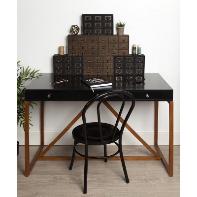 Rustic Brown Wood Desktop Organizer with 9 Apothecary Drawers