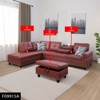 DOMETOUR Red Faux Leather Synthetic Leather 3-Piece Sofa Set (Sofa+Chaise+Ottoman) - 2 of 4