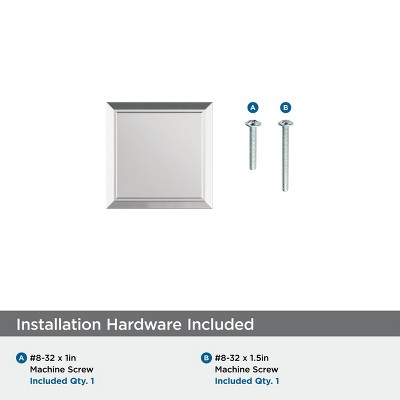 Polished Chrome Square Cabinet Knob with Mounting Hardware