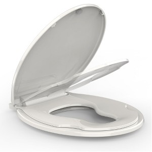 Toilet Seat with Built-in Toddler Seat - 17" Round Soft Close, Easy Clean, Fits Standard Toilets - 1 of 4
