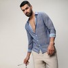 Campus Sutra Men Men's Prussian Blue Gauzy Heathered Shirt - 2 of 3