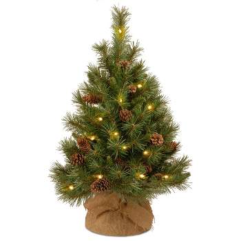 3ft National Tree Company Pine Cone Burlap Artificial Pencil Tree 35ct Warm White LED