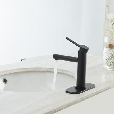 Matte Black Single Handle Brass Bathroom Faucet